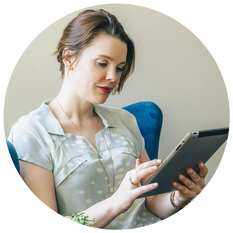 Woman reading from an ipad
